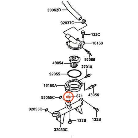 Radiateur - Joint couvercle - joint torique 25.00 x3 - 671B2-525