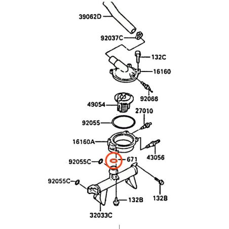 Service Moto Pieces|Radiateur - Joint couvercle - joint torique - 25.00 x3.00 - 671B2-525|Radiateur - Pompe a eau|4,20 €