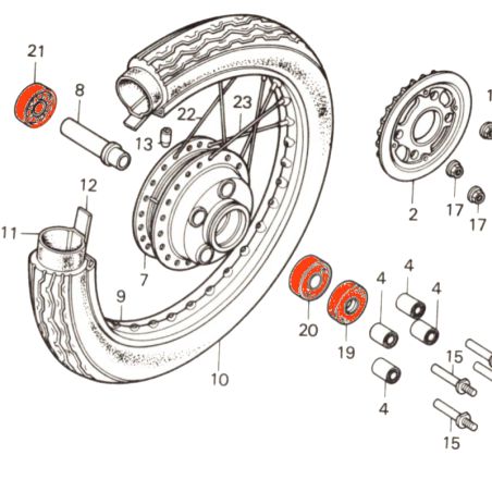 Service Moto Pieces|Roue arriere - Kit de refection - CB250, CB400, CM400|02 - Roulement - Roue arriere|33,20 €