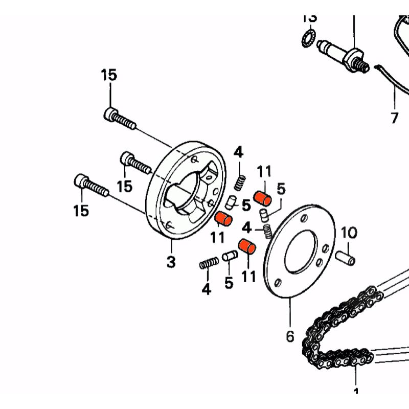 Service Moto Pieces|Demarreur - Roue Libre - Galet 10.2x9.5 (x1) - CB125, ..., CA125, .... CB175, CB250, CB350K|Moteur|4,80 €