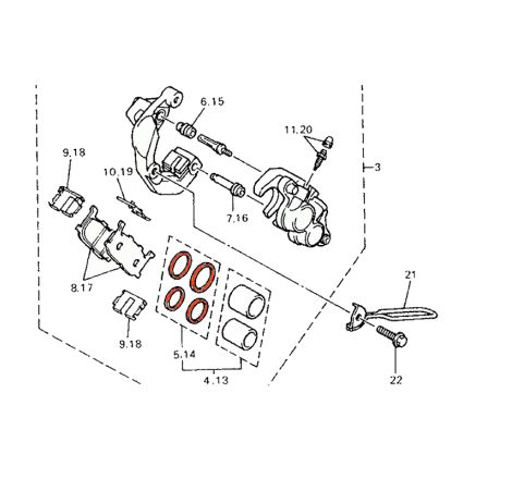 Service Moto Pieces|Frein - Etrier - Avant - Kit refection - 3JB-W0047-00|Piston Frein|52,30 €