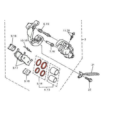 Service Moto Pieces|Frein - Etrier - Avant - Kit refection - 3JB-W0047-00|Piston Frein|52,30 €