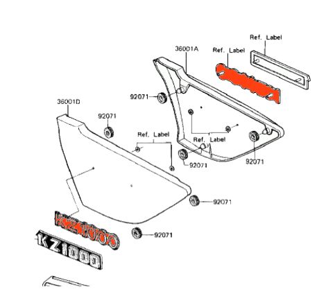 Service Moto Pieces|Cache lateral - Embleme (x1) - logo - Kawasaki - Z1000 A1/A2 - 56018-262|1977 - KZ1000 A|22,20 €