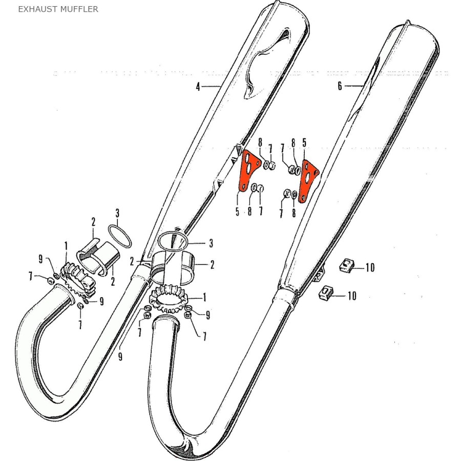 Echappement - Plaque de fixation - (x1) - arriere 18353-286-020