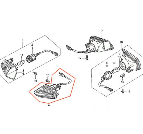 Service Moto Pieces|Clignotant - Cabochon - Avant/arriere - Droite/Gauche - 23048-1068 - ZXR400, GPZ500, ZXR750, KL650, ZX9R, ....|Clignotant|6,50 €