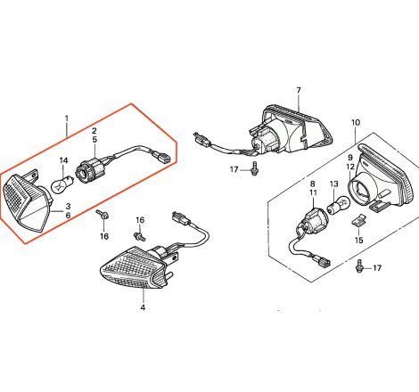 Service Moto Pieces|Clignotant - Avant - 23040-1163, GPZ500 - (1987-1993) - 23037-1272 |Clignotant|22,30 €