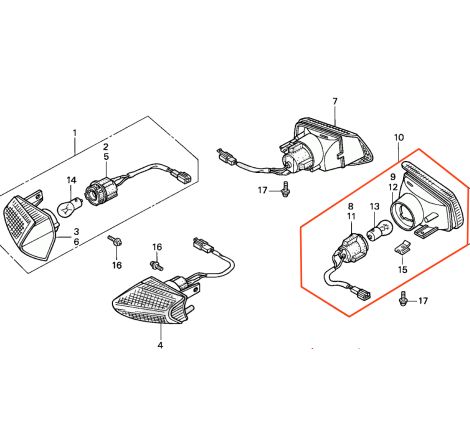 Service Moto Pieces|Clignotant - Droit - a encastrer - ST1100|Clignotant|56,00 €