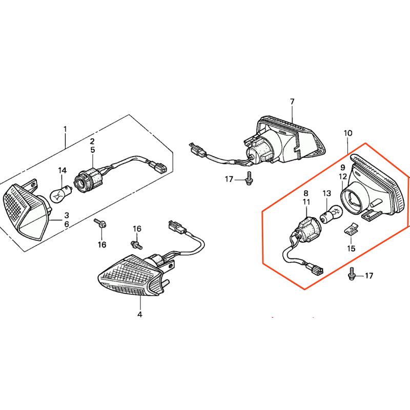 Service Moto Pieces|Clignotant  - Arriere Gauche - VFR750 (RC36)|Clignotant|135,60 €