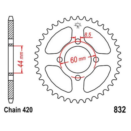 Service Moto Pieces|Transmission - Couronne - JTR 832 - 38 dents|Chaine 420|19,90 €