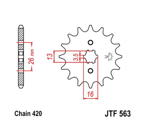 Transmission - pignon - JTR 563 - 12 dents