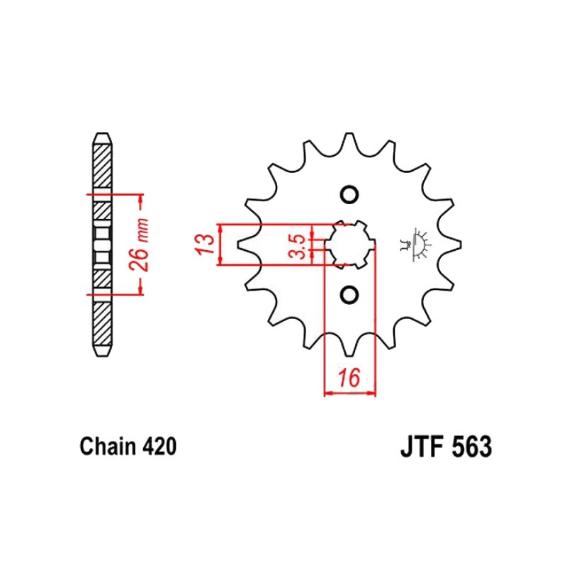 Service Moto Pieces|Transmission - pignon - JTR 563 - 12 dents|Chaine 420|12,60 €