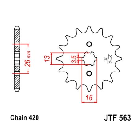 Service Moto Pieces|Transmission - pignon - JTR 563 - 12 dents|Chaine 420|12,60 €