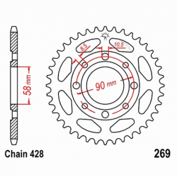 Service Moto Pieces|Transmission - Couronne - JTR-809 - 54 dents - |Chaine 428|18,90 €