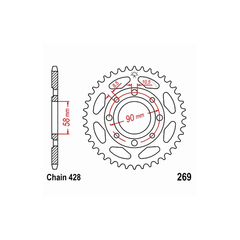 Service Moto Pieces|Transmission - Couronne - 34 dents - JTR 269|Chaine 428|19,90 €