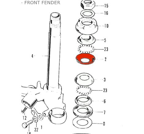 Service Moto Pieces|Fourche - Bague - Cuvette - Roulement de direction - 50301-200-315 - 50301-268-000|1972 - CB 125 K5|18,90 €