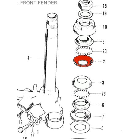 Service Moto Pieces|Fourche - Bague - Cuvette - Roulement de direction - 50301-200-315 - 50301-268-000|1972 - CB 125 K5|18,90 €