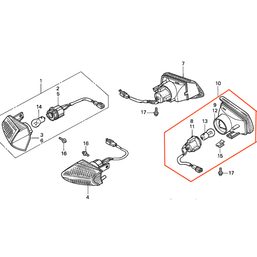 Clignotant - Arriere Gauche - VFR750 (RC36) 33650-MT4-611