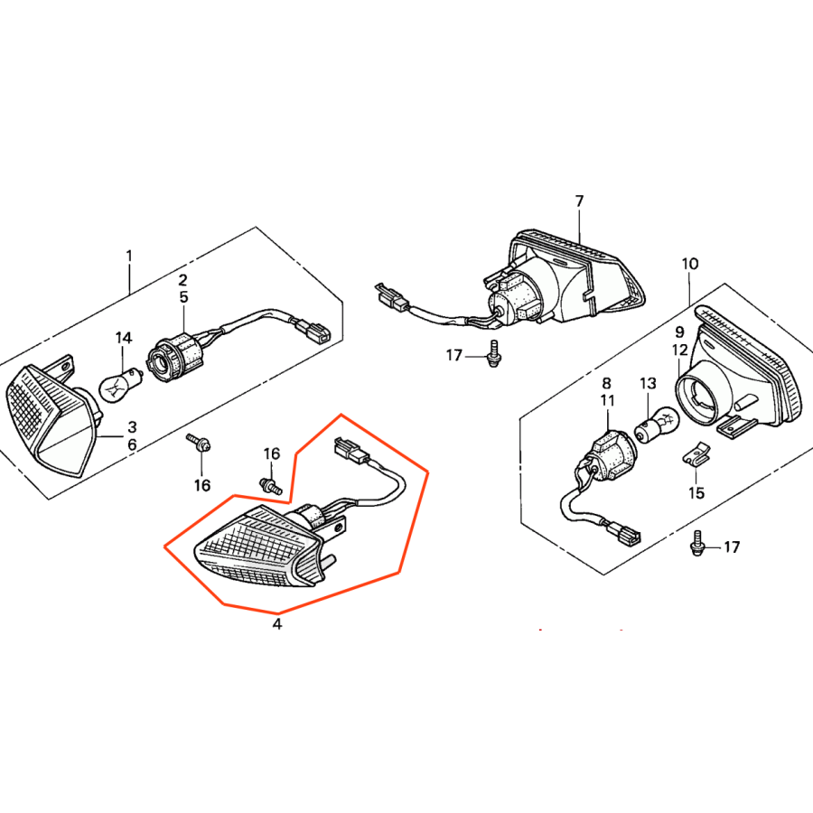 Clignotant - Avant Gauche - VFR750 (RC36) 33450-MT4-611