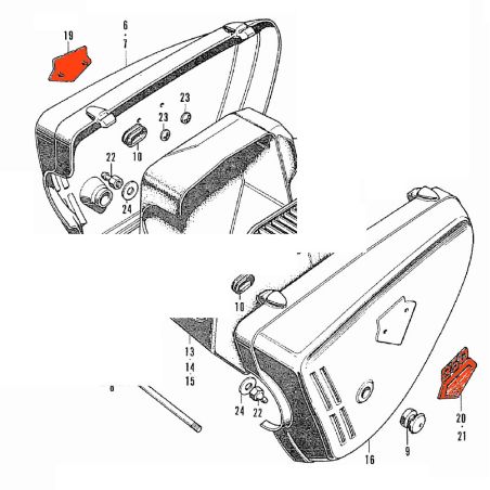 Service Moto Pieces|Carter lateral - Embleme, Logo (x1) -  CB350 K2|1968 - CB350 K0|36,90 €