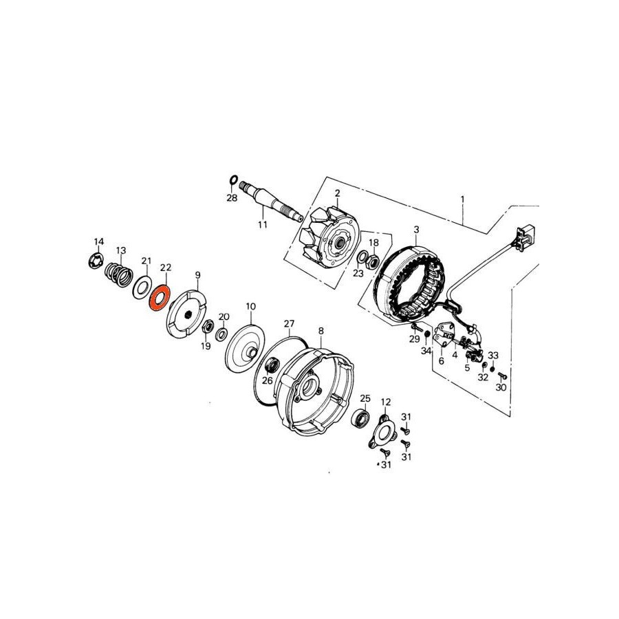 Carter Alternateur - Rondelle plate special - CBX1000 90466-422-000