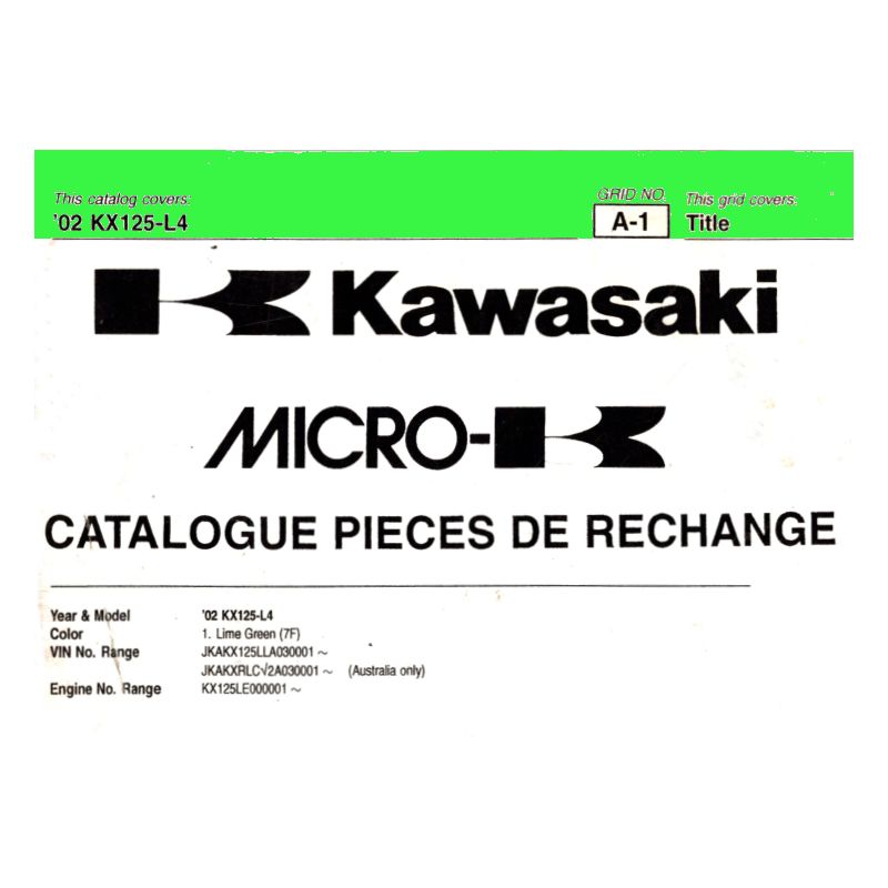 Service Moto Pieces|PART LIST - KX125 - Version PDF|Kawasaki|10,00 €