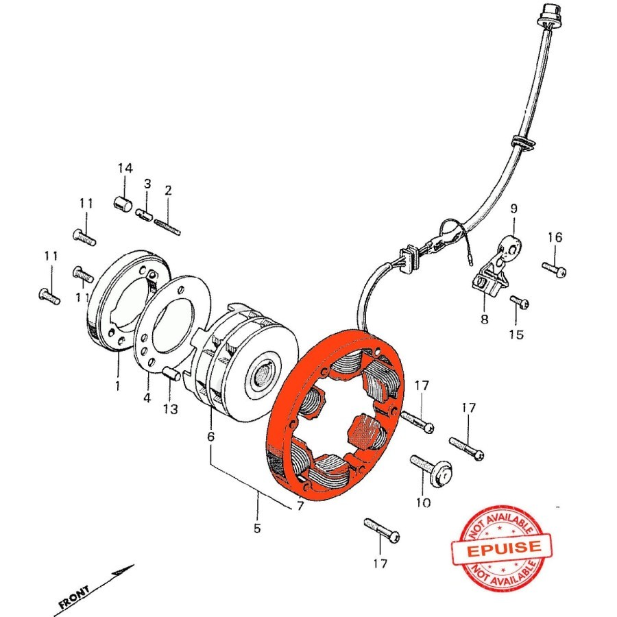 Alternateur - Stator - CB250, CB350, CB360, .... 31102-286-014