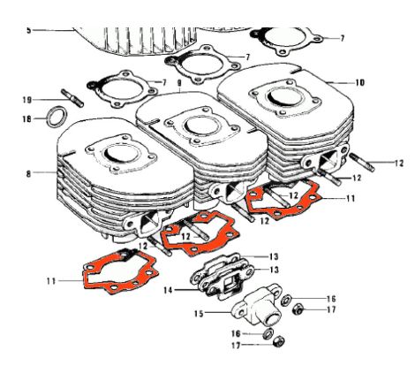 Service Moto Pieces|Moteur - Joint d'embase - CB750C/K/F - CB900F|embase|8,90 €