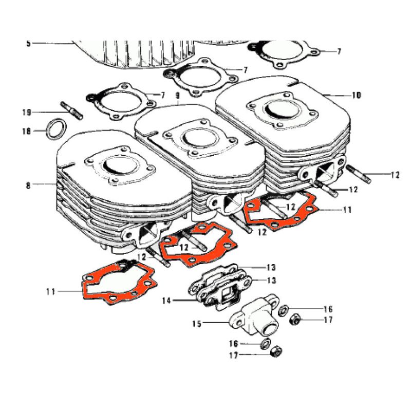 Service Moto Pieces|Moteur - Joint d' embase (x1)  - 11009-019 - Kawasaki H1 mach3|embase|7,60 €