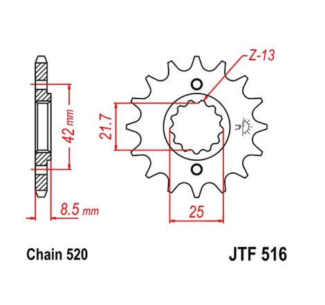 Transmission - Pignon - 15 dents : KR1-250