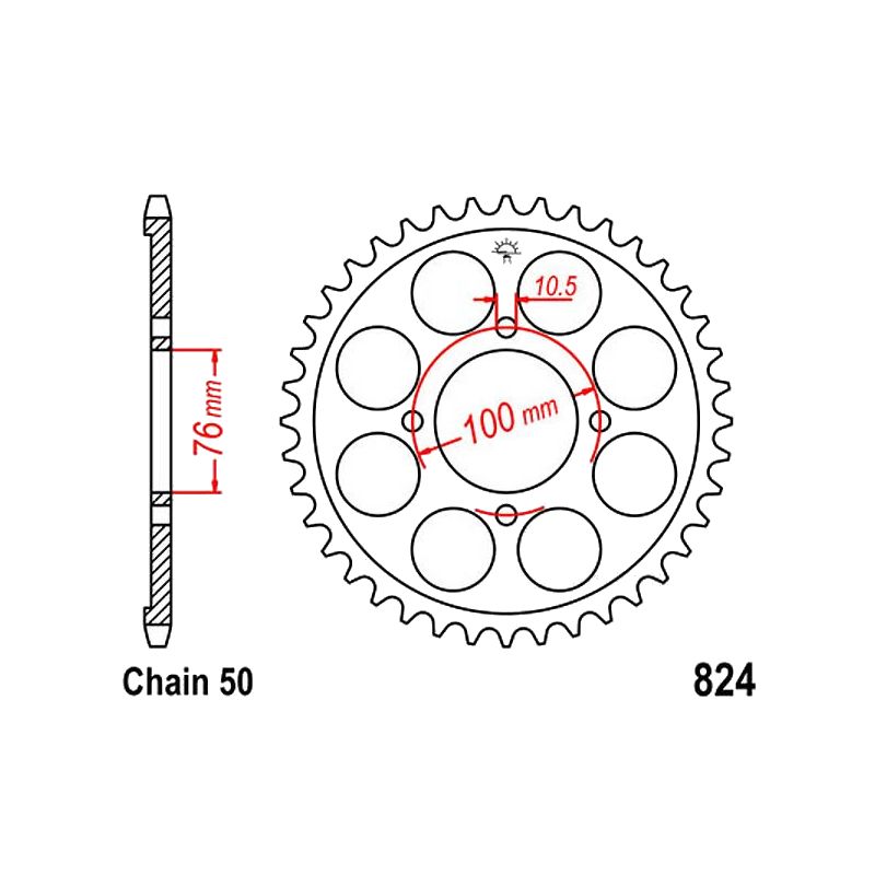 Service Moto Pieces|Transmission - Couronne - JTR530 - 824 - 40 dents|Chaine 428|45,90 €