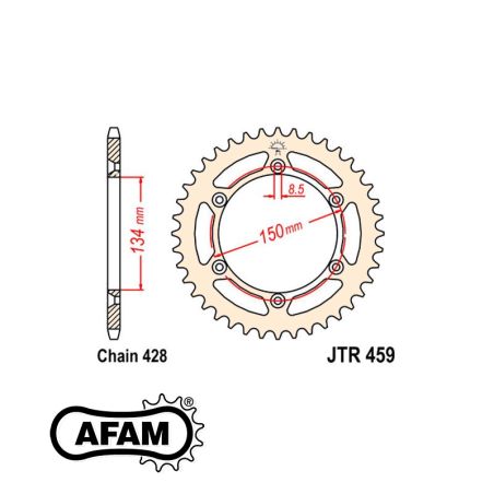 Service Moto Pieces|Transmission - Couronne - JTR459 - 52 dents - KDX125 - KMX125|Chaine 428|24,90 €