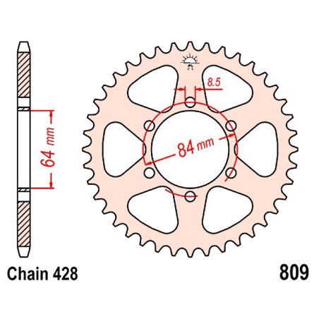 Service Moto Pieces|Transmission - Couronne - JTR-809 - 60 dents - |Chaine 428|24,90 €