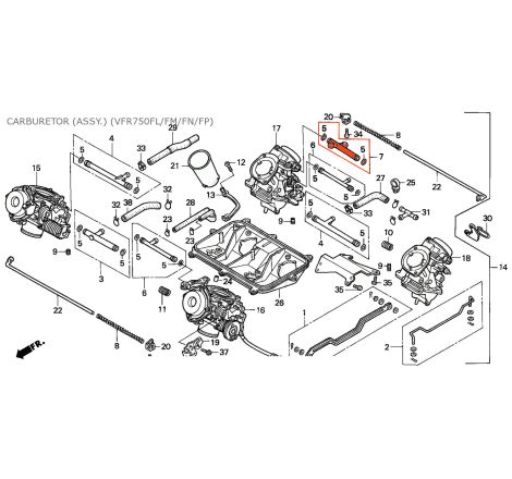 Service Moto Pieces|Carburateur - Tube de liaison - VFR750, (RC30, RC36)|Raccord - Joint de liaison|79,90 €