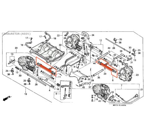 Service Moto Pieces|Carburateur - Raccord liaison en T - (x1) - VFR750 - (RC24 - RC36 - RC30 ) - 16027-ML7-004|Raccord - Joint de liaison|43,21 €