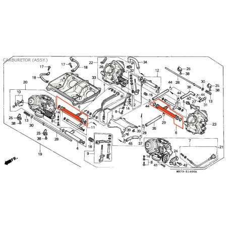 Service Moto Pieces|Carburateur - Raccord liaison en T - (x1) - VFR750 - (RC24 - RC36 - RC30 ) - 16027-ML7-004|Raccord - Joint de liaison|43,21 €