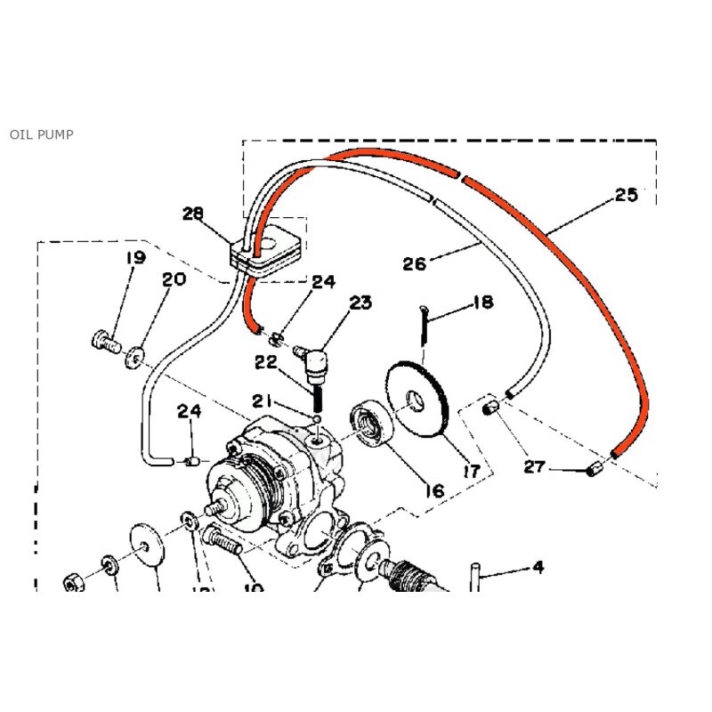 Service Moto Pieces|Pompe a huile : Durite d'huile - Tuyau d'huile - 904-45050-34 - RD125 (1E7)|Reservoir - robinet|7,20 €