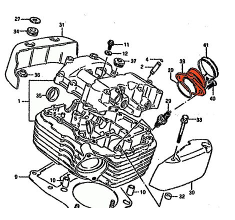 Service Moto Pieces|Moteur - Pipe admission - ARRIERE - 13102-38B01 - VS1400 - Intruder|Pipe Admission|49,90 €