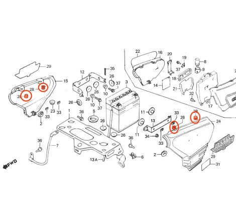 Service Moto Pieces|Cache Lateral - Joint (x1) - CB... CX.. GL.. ø8 x12.5 x22mm|Cache lateral|3,90 €