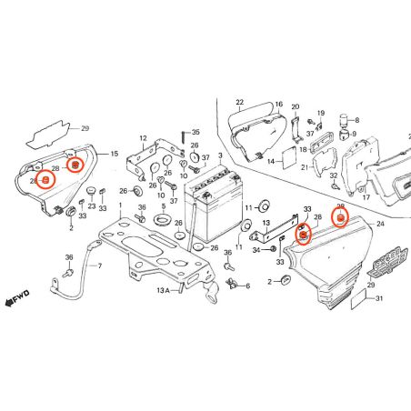 Service Moto Pieces|Cache Lateral - Joint (x1) - CB... CX.. GL.. ø8 x12.5 x22mm|Cache lateral|3,90 €