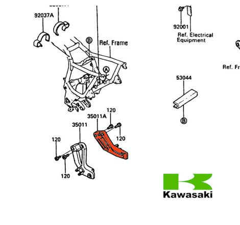 Service Moto Pieces|Repose Pied - Platine arriere Droite - 35011-1294 - GTR1000|Cale Pied - Selecteur|125,00 €