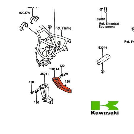 Service Moto Pieces|Repose Pied - Platine arriere Droite - 35011-1294 - GTR1000|Cale Pied - Selecteur|125,00 €