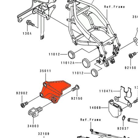 Service Moto Pieces|Repose Pied - Platine arriere Droite - 35011-1477 - ZZR500, ZZR600, ZXR750, ...|Cale Pied - Selecteur|99,00 €