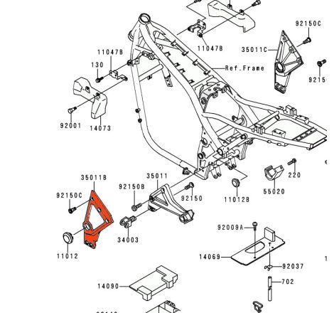 Service Moto Pieces|Repose Pied - Platine arriere Gauche - 35011-1604 - ZR1100, Zephir|Cale Pied - Selecteur|115,00 €