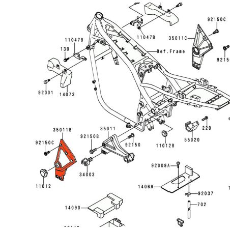 Service Moto Pieces|Repose Pied - Platine arriere Gauche - 35011-1604 - ZR1100, Zephir|Cale Pied - Selecteur|115,00 €