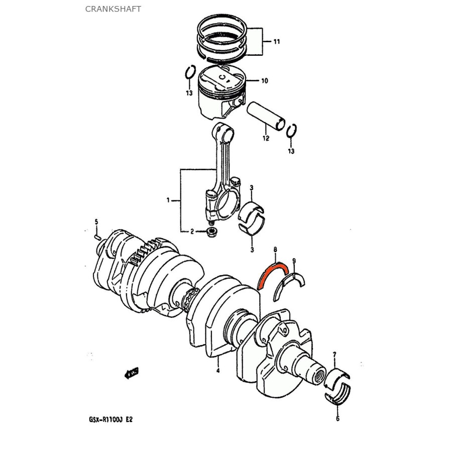 Moteur - 1/2 Lune de calage - Vert - 12228-48B00-0E0 26100-121-710