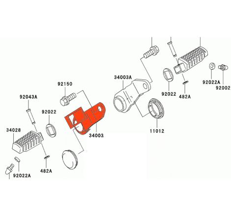 Service Moto Pieces|Repose Pied - Platine arriere Gauche - 34003-1351 - KLE500|Cale Pied - Selecteur|69,00 €