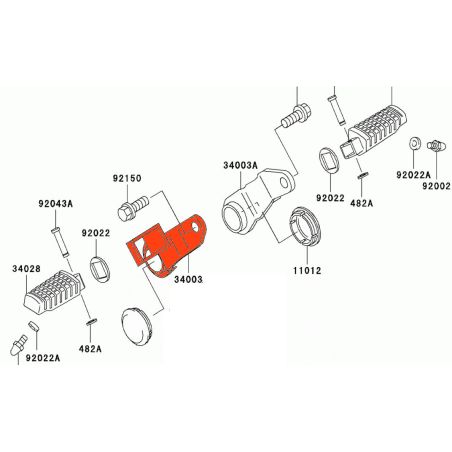 Service Moto Pieces|Repose Pied - Platine arriere Gauche - 34003-1351 - KLE500|Cale Pied - Selecteur|69,00 €