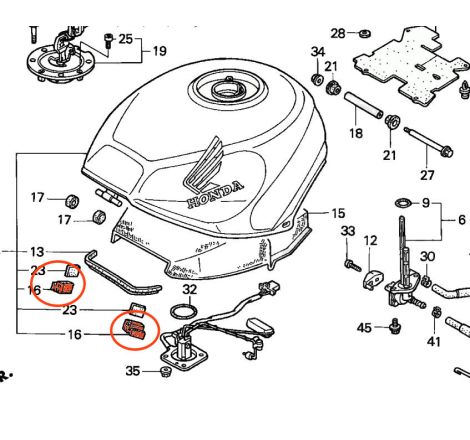 Reservoir - Joint tampon de reservoir (x1) - VFR750, CBR600