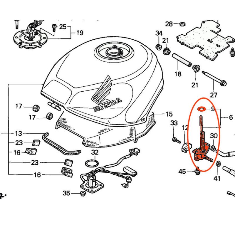 Service Moto Pieces|Reservoir - robinet - VFR750|1994 - VFR750 R|150,00 €