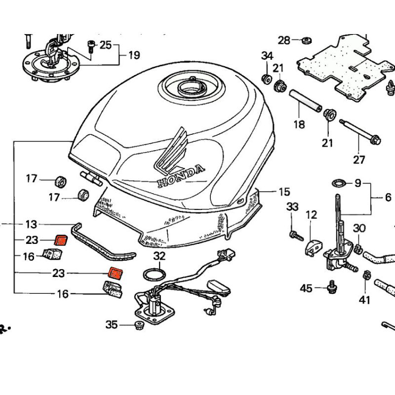 Service Moto Pieces|Reservoir - Joint tampon de protection  (x1) - 81214-MW0-300 - VFR750, CBR600|1994 - VFR750 R|5,10 €